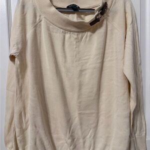 Ralph Lauren Cream Sweater with Faux Leather Buckle